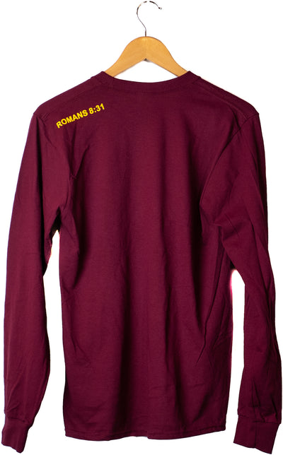 "Be Bold" design, Burgundy long sleeve, adult back