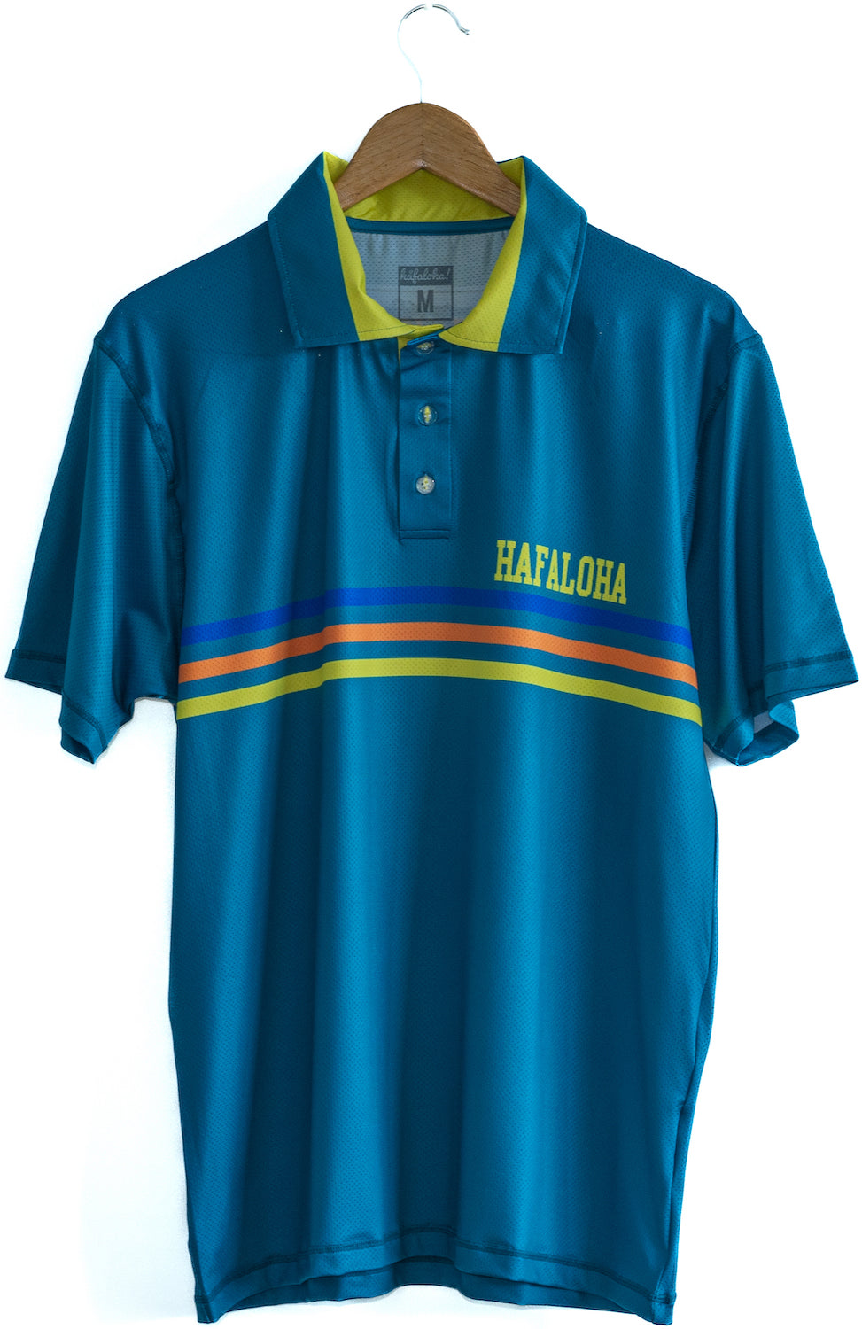 "Beach Love" design, dri-fit polo, blue, front