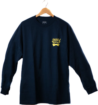 "Flavor Cross" design, Navy Blue long sleeve, adult front