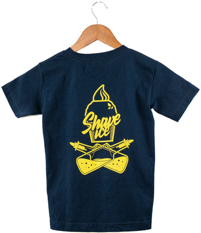"Flavor Cross" design, Navy blue tee, back
