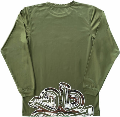 "Incognito" Design, Long Sleeve, Military Green, Back