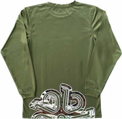 "Incognito" Design, Long Sleeve, Military Green, Back