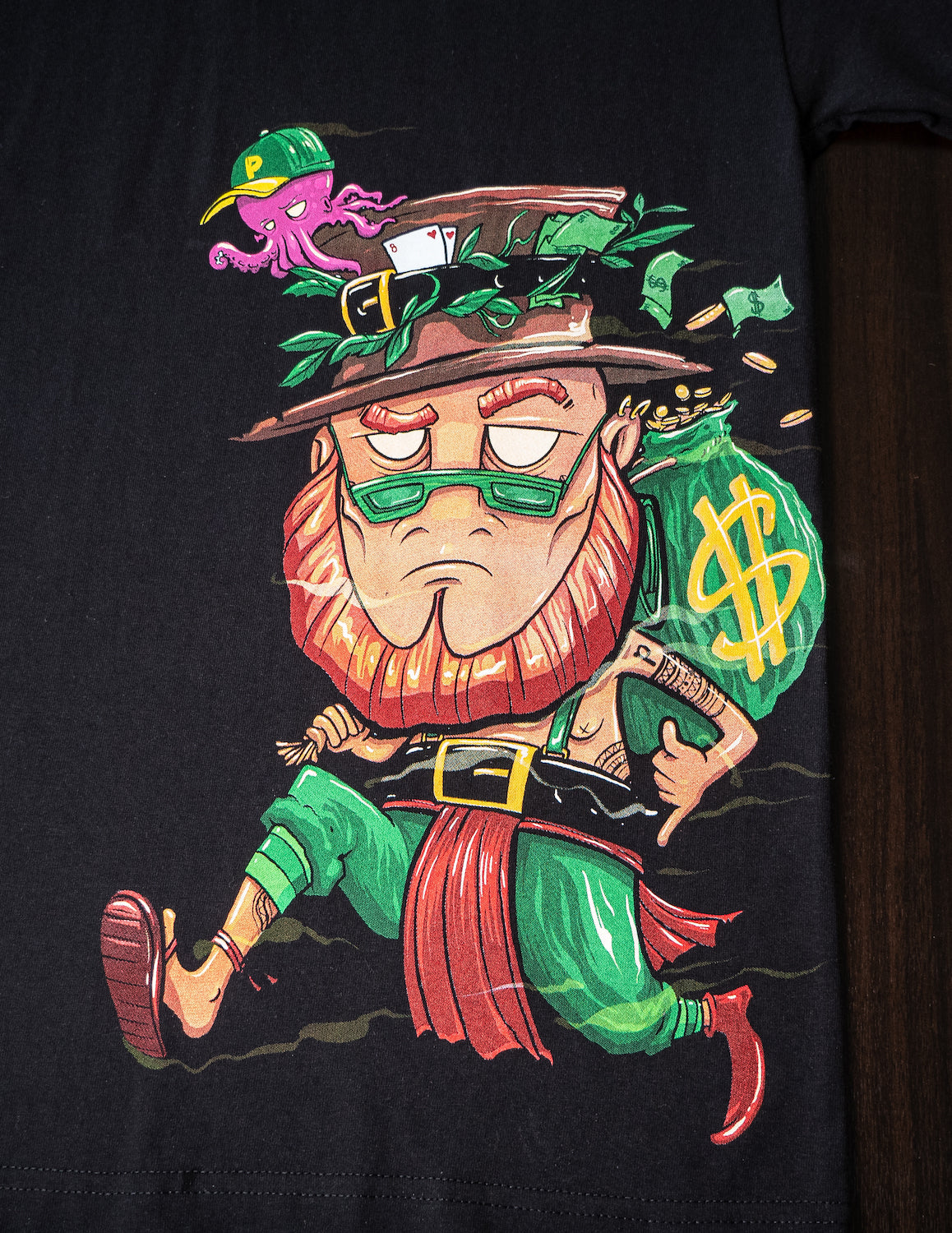 "Paddy" design t-shirt, close-up 2