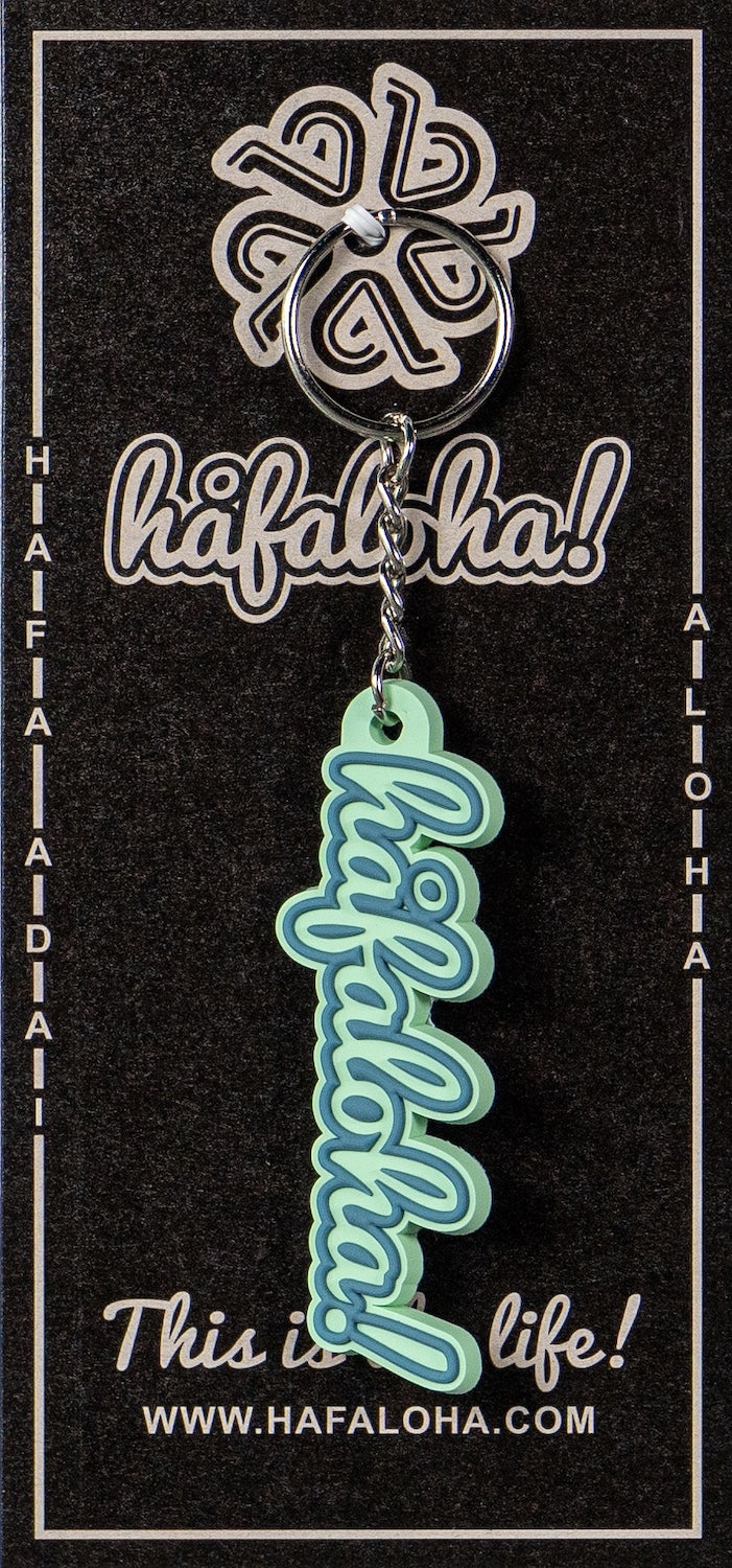 Turquoise & Teal Script Rubber Keychain from Håfaloha