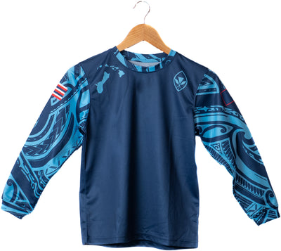 "Tattoo" design, Light Blue long sleeve, front