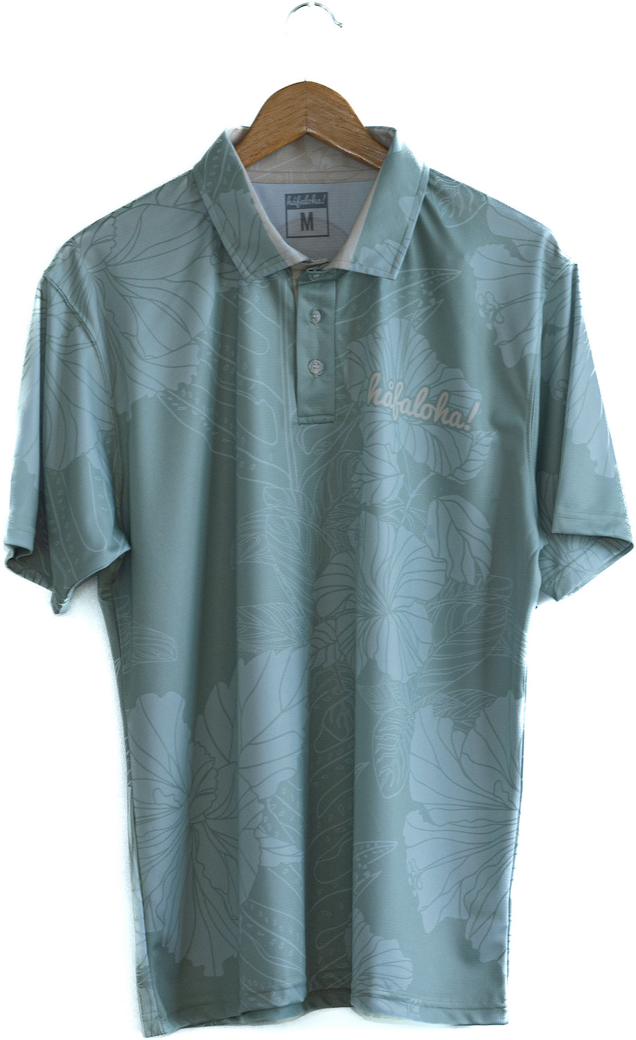 "Wave Rider" design, dri-fit polo, green, front