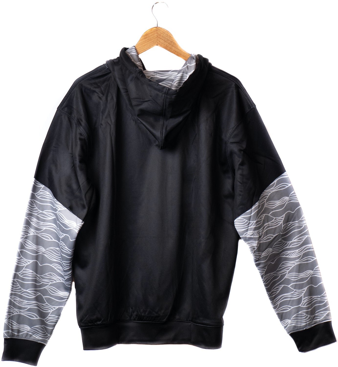 "Waves" design, Black hoodie, back